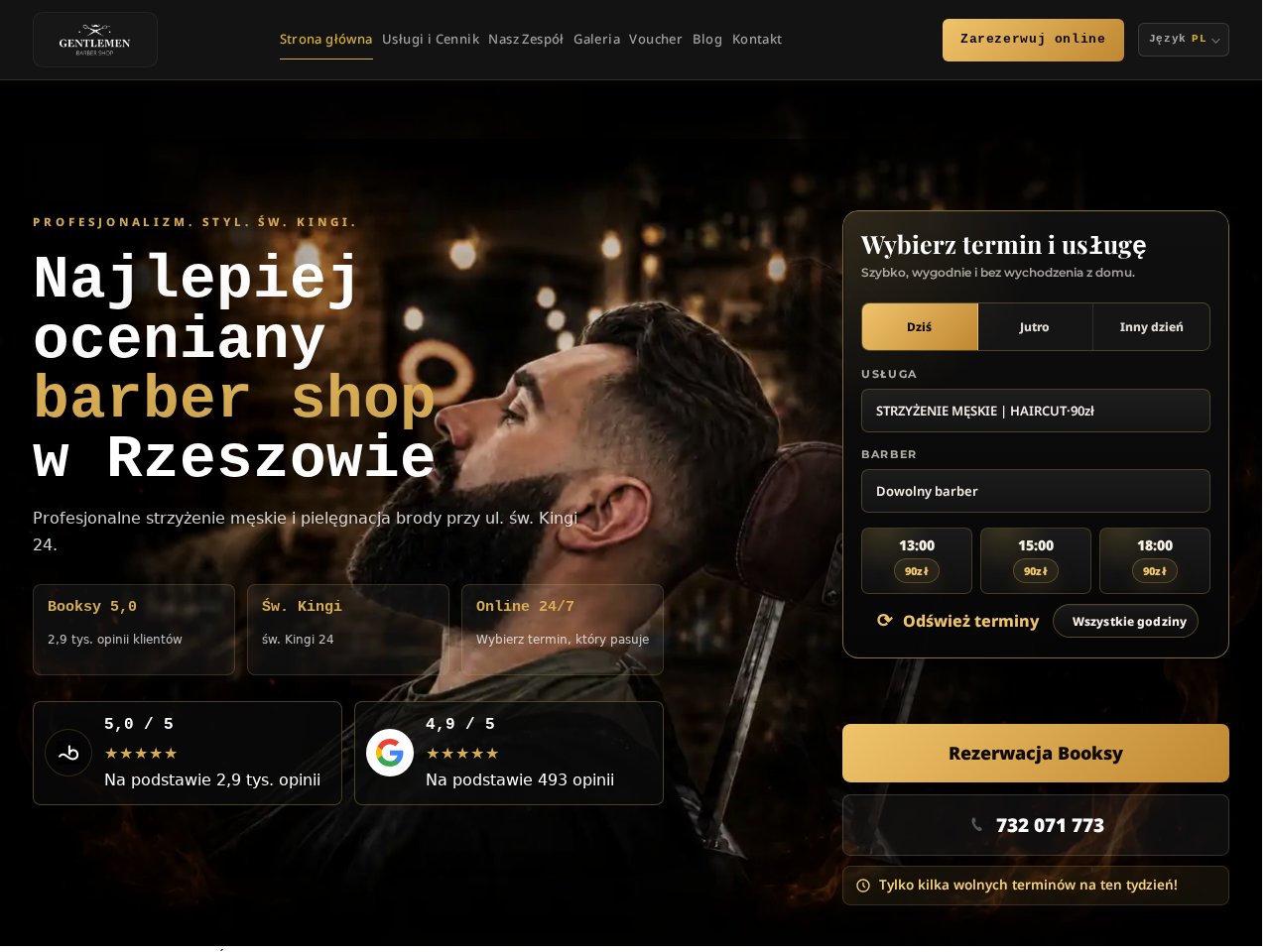 Gentlemen Barber — podgląd strony
